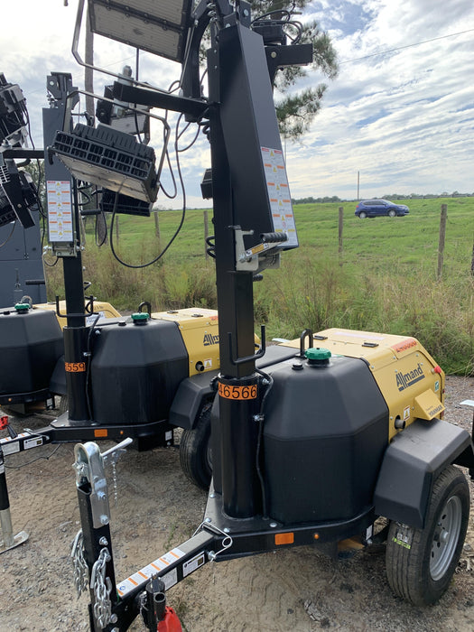 2022 Allmand NLV3GR (4) LED Light Fixture 350W, 23' Vertical Mast, 3kW Prime, Towable