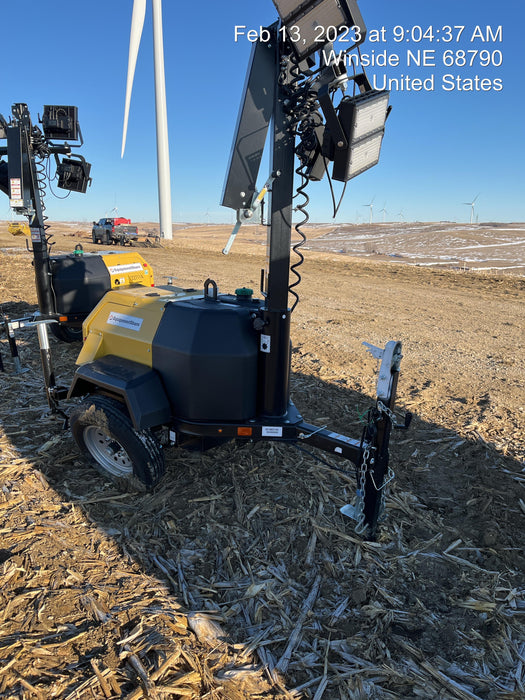 2022 Allmand NLV3GR (4) LED Light Fixture 350W, 23' Vertical Mast, 3kW Prime, Towable, Deep Sea L401, Leveling Jacks, Yanmar T4F 5.8hp