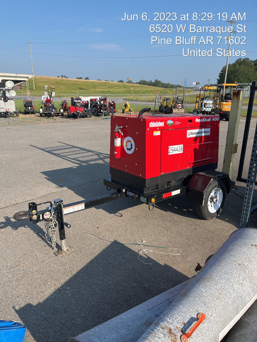 2023 Shindaiwa DGW400MDL Kubota D902 Engine, 23 HP, Dual Op Welder, Wire, Arc, Droop Stick, Tig, and CC Stick Functionality, Simulphase, 3 Phase and 1 Phase Gen Output, Single Axle NB Trlr, Slr Trckl Chrg 12V 12W, Fire Ext