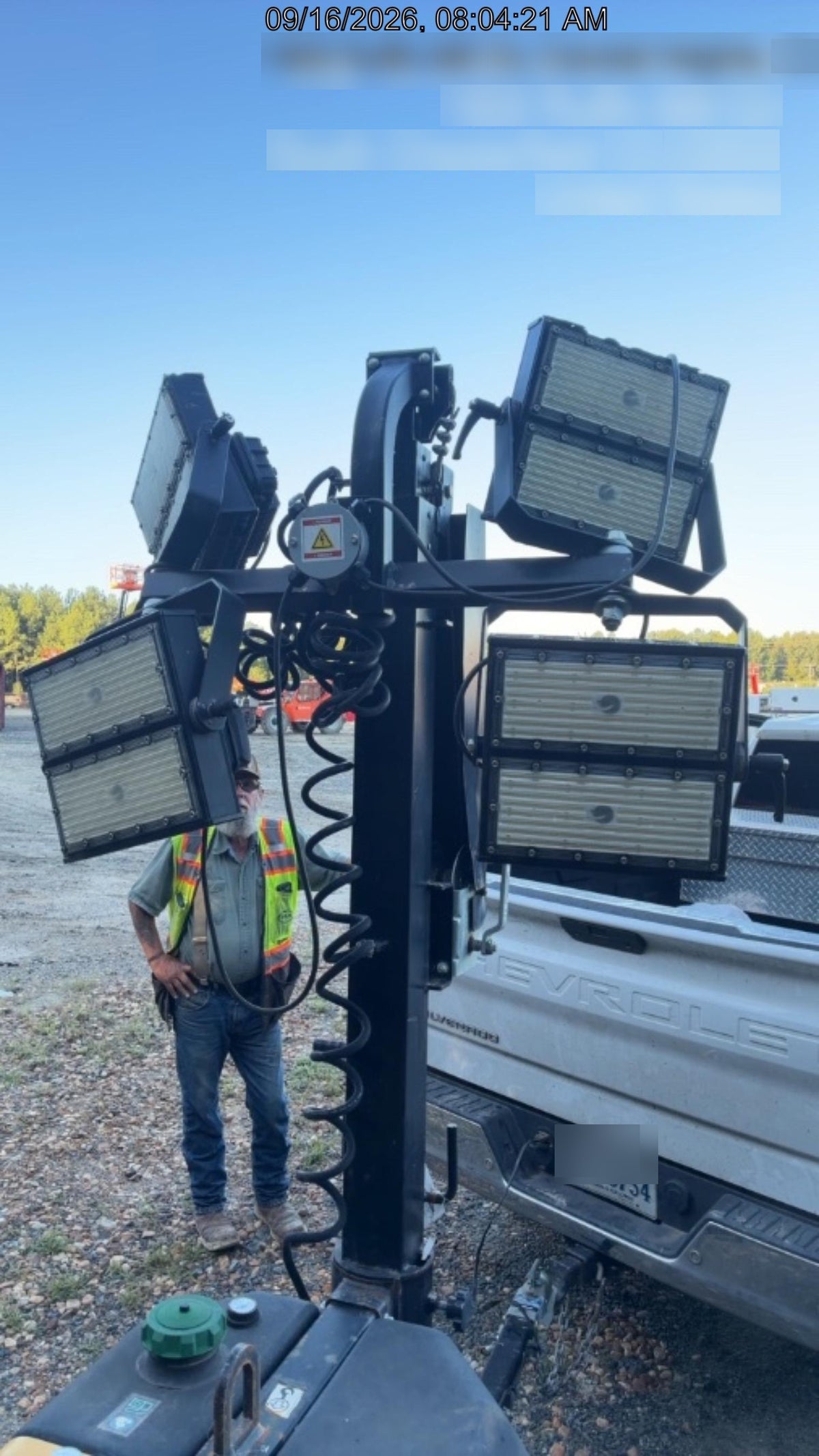 2022 Allmand NLV3GR (4) LED Light Fixture 350W, 23' Vertical Mast, 3kW Prime, Towable, ES Decals, T3
