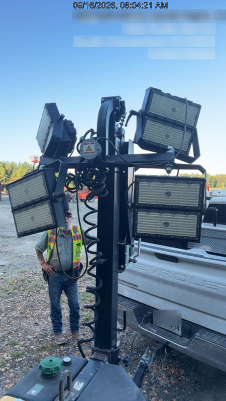 2022 Allmand NLV3GR (4) LED Light Fixture 350W, 23' Vertical Mast, 3kW Prime, Towable, ES Decals, T3