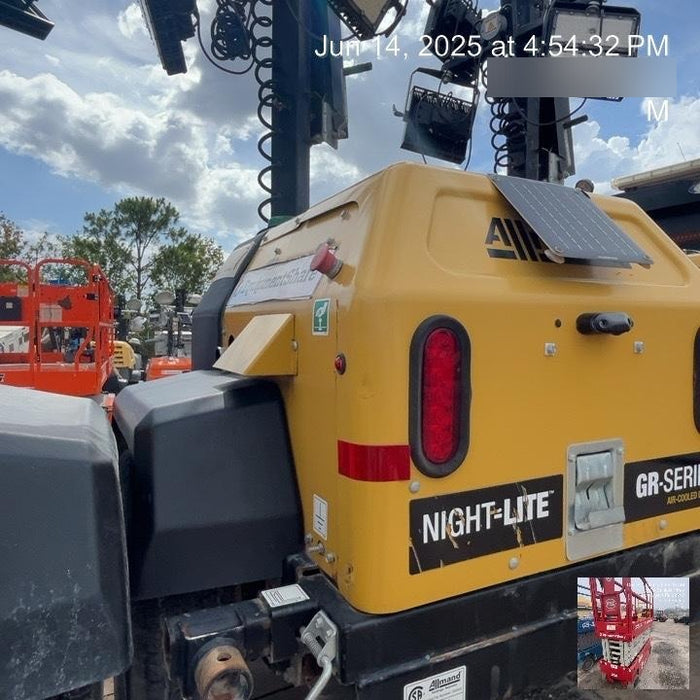 2022 Allmand NLV3GR (4) LED Light Fixture 350W, 23' Vertical Mast, 3kW Prime, Towable, Deep Sea L401, Leveling Jacks, Yanmar T4F 5.8hp