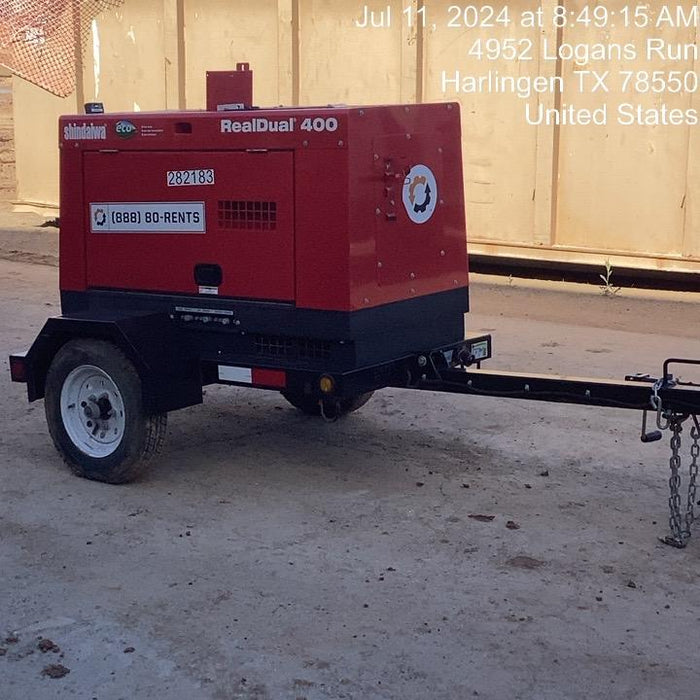 2022 Shindaiwa DGW400MDL Kubota D902 Engine, 23 HP, Dual Op Welder, Wire, Arc, Droop Stick, Tig, and CC Stick Functionality, Simulphase, 3 Phase and 1 Phase Gen Output, Single Axle NB Trlr, Slr Trckl Chrg 12V 12W, Fire Ext