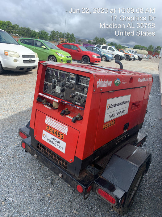 2022 Shindaiwa DGW400MDL Kubota D902 Engine, 23 HP, Dual Op Welder, Wire, Arc, Droop Stick, Tig, and CC Stick Functionality, Simulphase, 3 Phase and 1 Phase Gen Output, Single Axle NB Trlr, Slr Trckl Chrg 12V 12W, Fire Ext