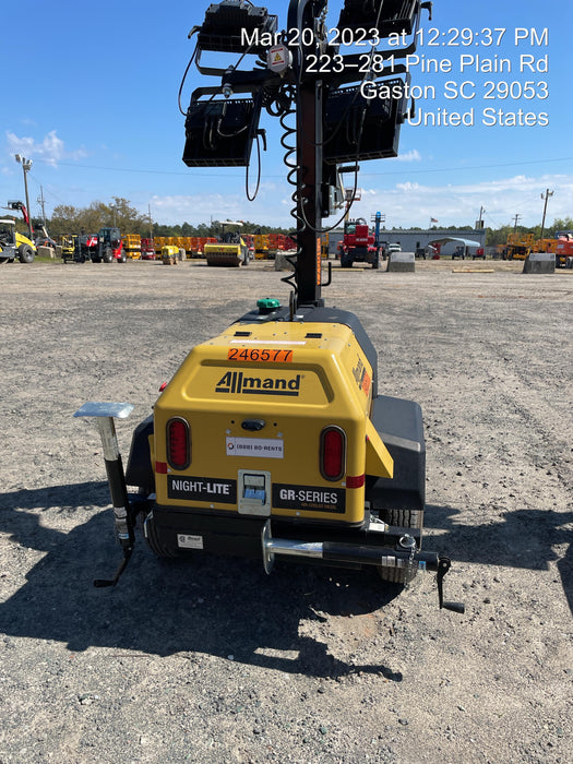 2022 Allmand NLV3GR (4) LED Light Fixture 350W, 23' Vertical Mast, 3kW Prime, Towable