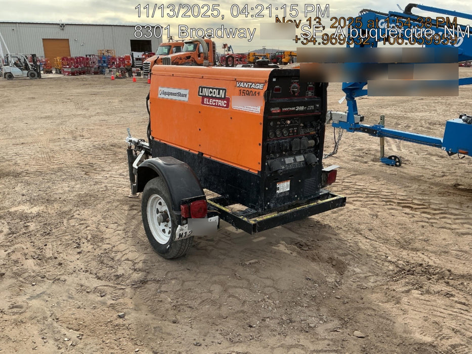 2021 Lincoln Electric Vantage 322 Vantage 322 Ready Pak 3 w/ Decals, ORANGE (includes trailer, cable rack, fender light kit) NO Telematics