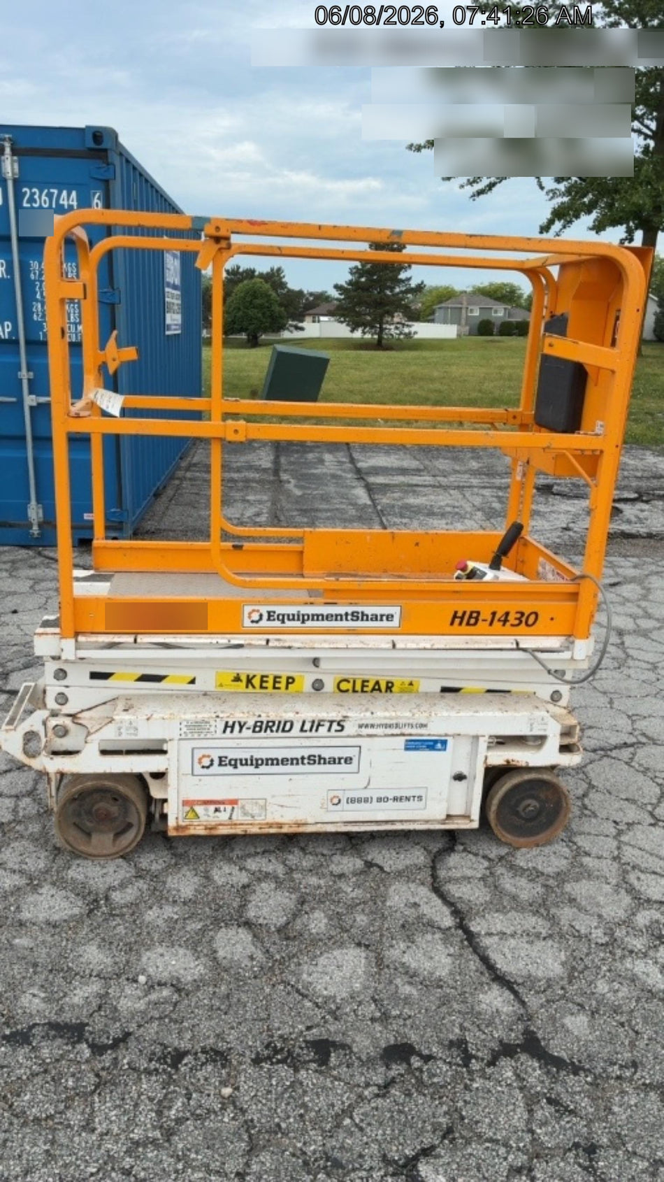 Custom Equipment HB-1430 Hy-Brid Scissor Lift
Platform capacity up to 670 lbs
Working height up to 20 ft
Weighs under 1,700 lbs
Non-marking wheels