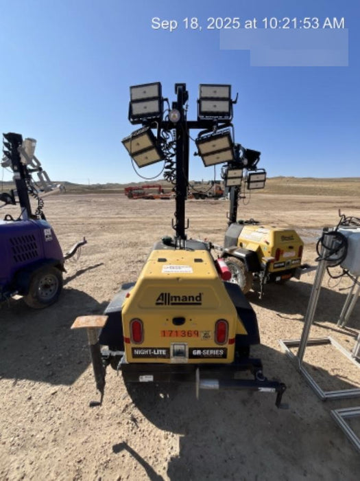 2021 Allmand NLV3GR (4) LED Light Fixture 350W, 23' Vertical Mast, 3kW Prime, Towable, Deep Sea L401, Leveling Jacks, Yanmar T4F 5.8hp