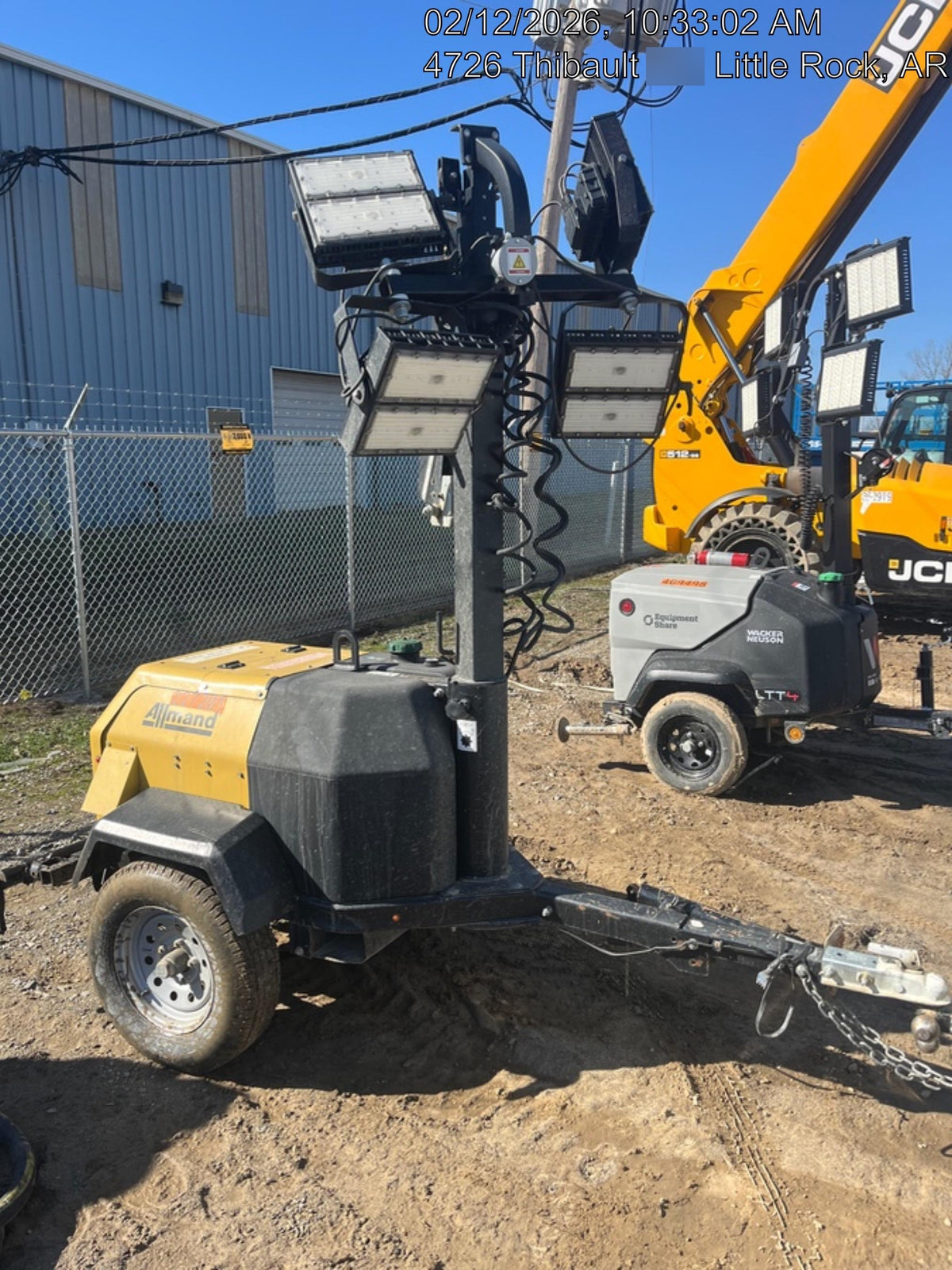 2022 Allmand NLV3GR (4) LED Light Fixture 350W, 23' Vertical Mast, 3kW Prime, Towable, Deep Sea L401, Leveling Jacks, Yanmar T4F 5.8hp