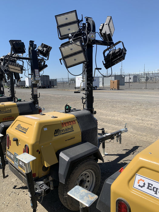 2020 Allmand NLV3GR (4) LED Light Fixture 350W, 23' Vertical Mast, 3kW Prime, Towable, Deep Sea L401, Leveling Jacks, Yanmar T4F 5.8hp