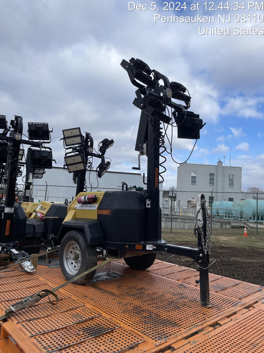 2022 Allmand NLV3GR (4) LED Light Fixture 350W, 23' Vertical Mast, 3kW Prime, Towable, Deep Sea L401, Leveling Jacks, Yanmar T4F 5.8hp