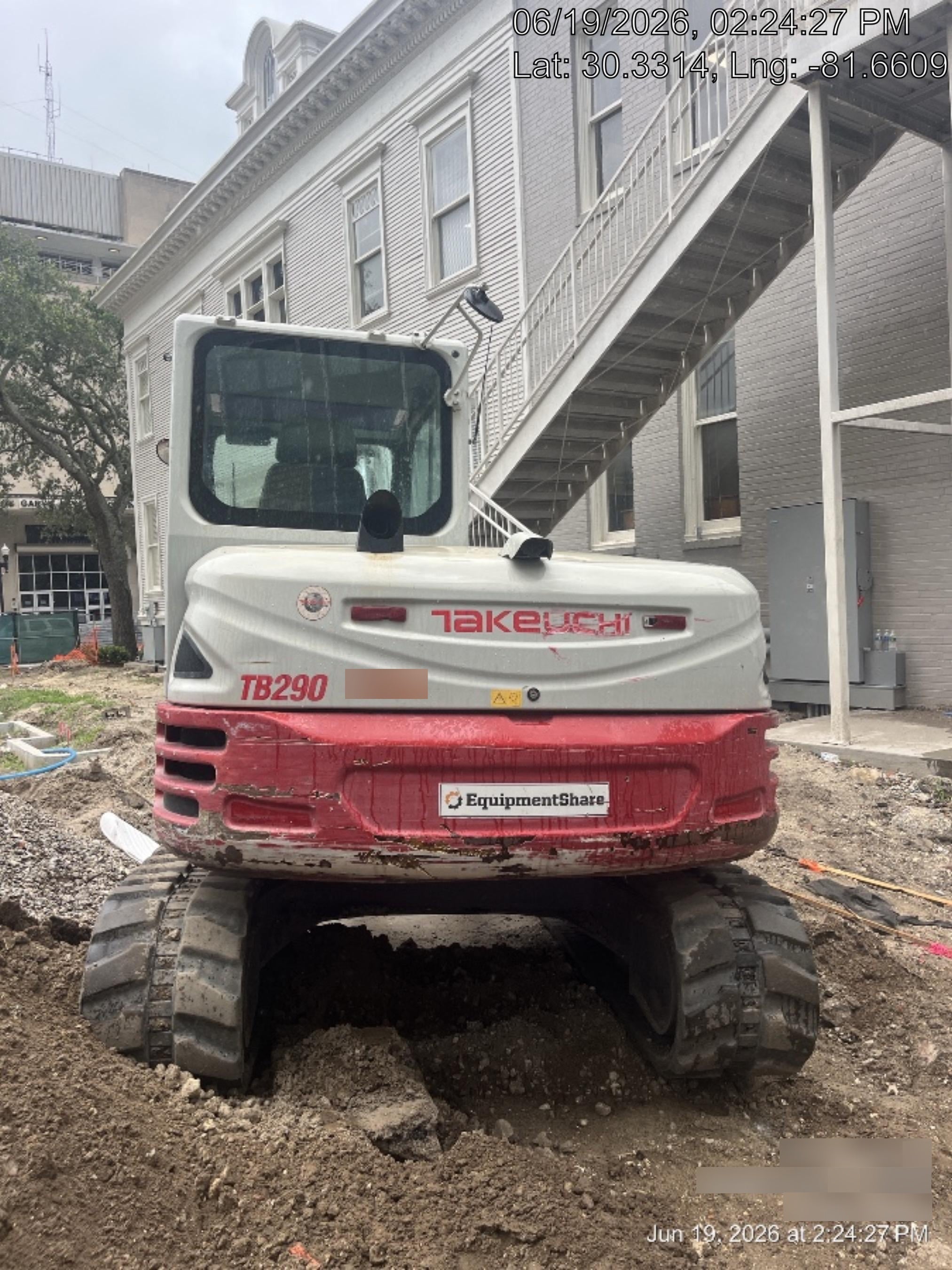 2019 Takeuchi TB290 Cab, AC, Rubber Tracks, Dozer Blade, Travel Alarm, Control Pattern Change Valve, Auxiliary Hydraulics w/18" Quick Coupler Bucket with teeth, 6.2 cu. ft. capacity/24" Quick Coupler Bucket with teeth, 8.6 cu. ft. capacity/36" Quick Coupler Bucket with teeth, 13.4 cu. ft. capacity, Quick Coupler, Hydraulic Thumb Installed