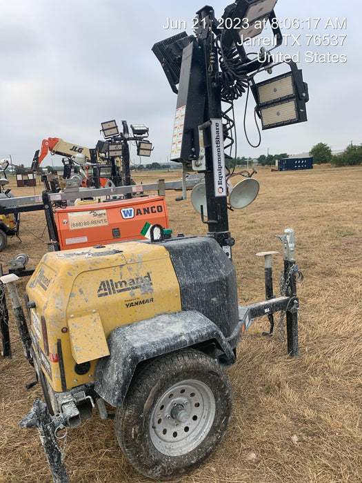 2022 Allmand NLV3GR (4) LED Light Fixture 350W, 23' Vertical Mast, 3kW Prime, Towable, ES Decals, T3