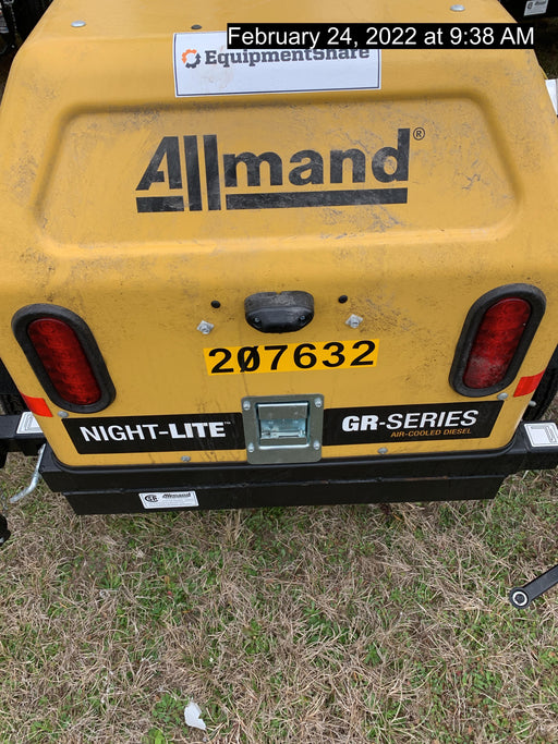 2022 Allmand NLV3GR (4) LED Light Fixture 350W, 23' Vertical Mast, 3kW Prime, Towable, Deep Sea L401, Leveling Jacks, Yanmar T4F 5.8hp