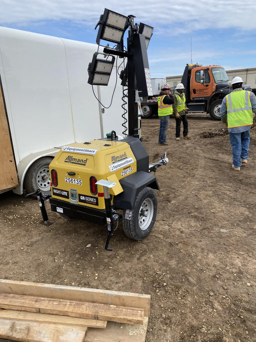 2022 Allmand NLV3GR (4) LED Light Fixture 350W, 23' Vertical Mast, 3kW Prime, Towable, ES Decals, T3