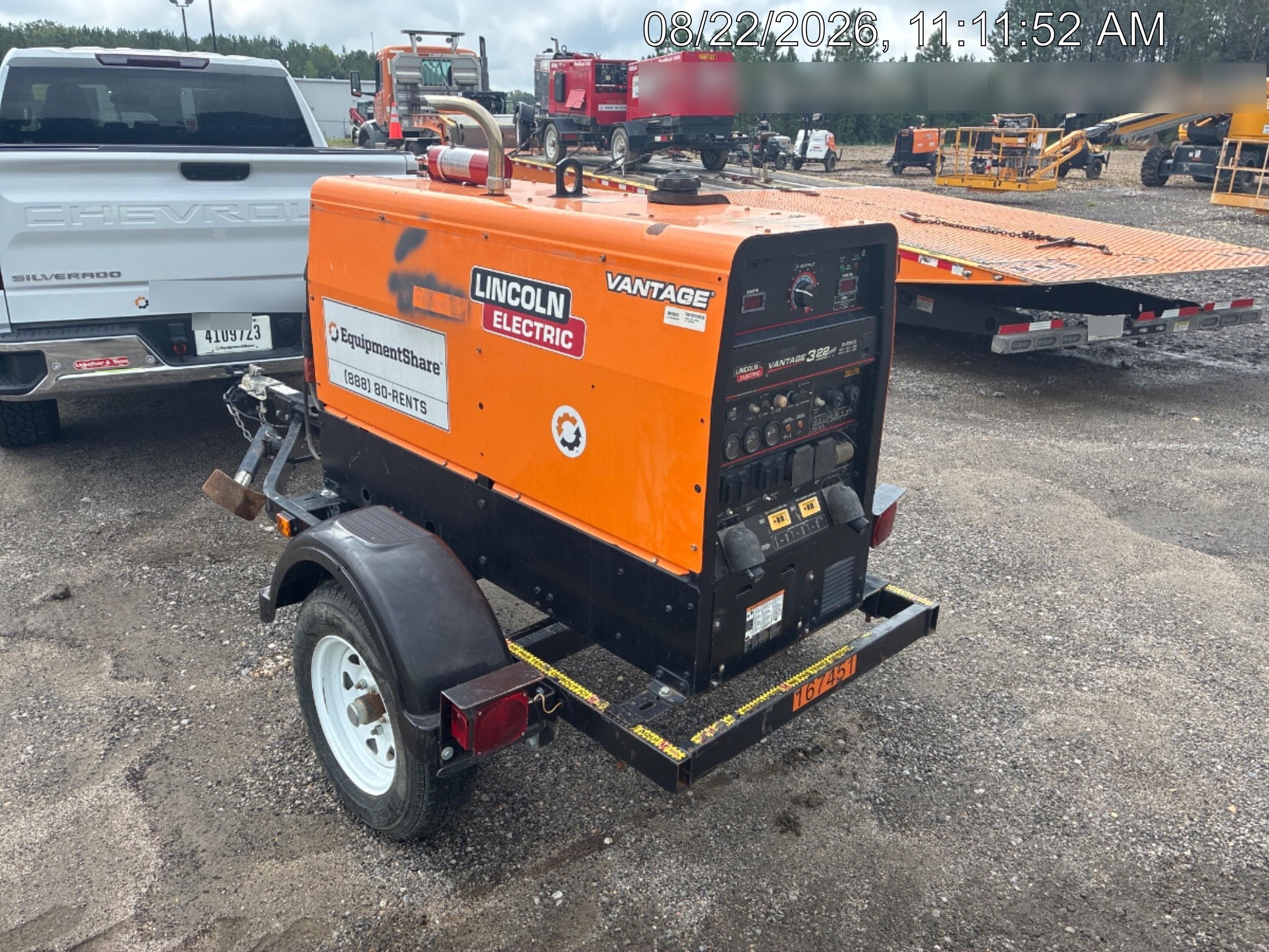 2021 Lincoln Electric Vantage 322 Vantage 322 Ready Pak 3 w/ Decals, ORANGE (includes trailer, cable rack, fender light kit) NO Telematics