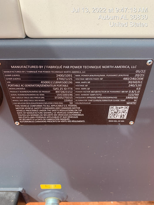 2022 ATLAS COPCO QAS25 CWK