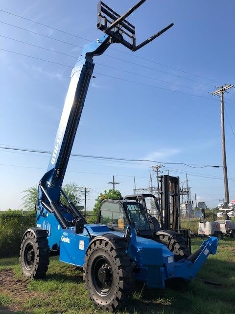 2019 Genie GTH-1056 Cab/Heat/AC, Solid RT Tires, LED Work Lights, Beacon 60" QA Carriage, 60" Forks