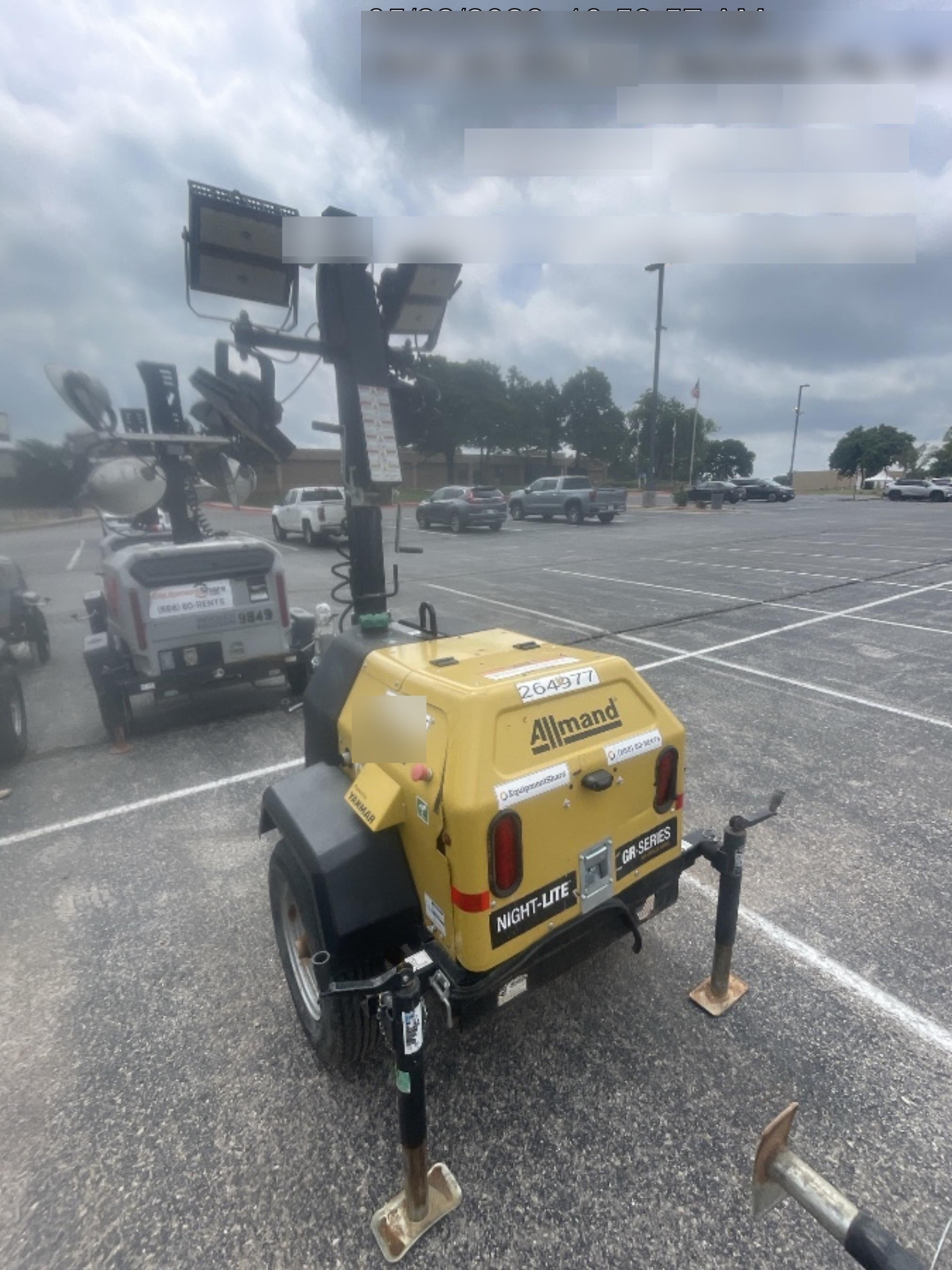 2022 Allmand NLV3GR (4) LED Light Fixture 350W, 23' Vertical Mast, 3kW Prime, Towable, ES Decals, T3