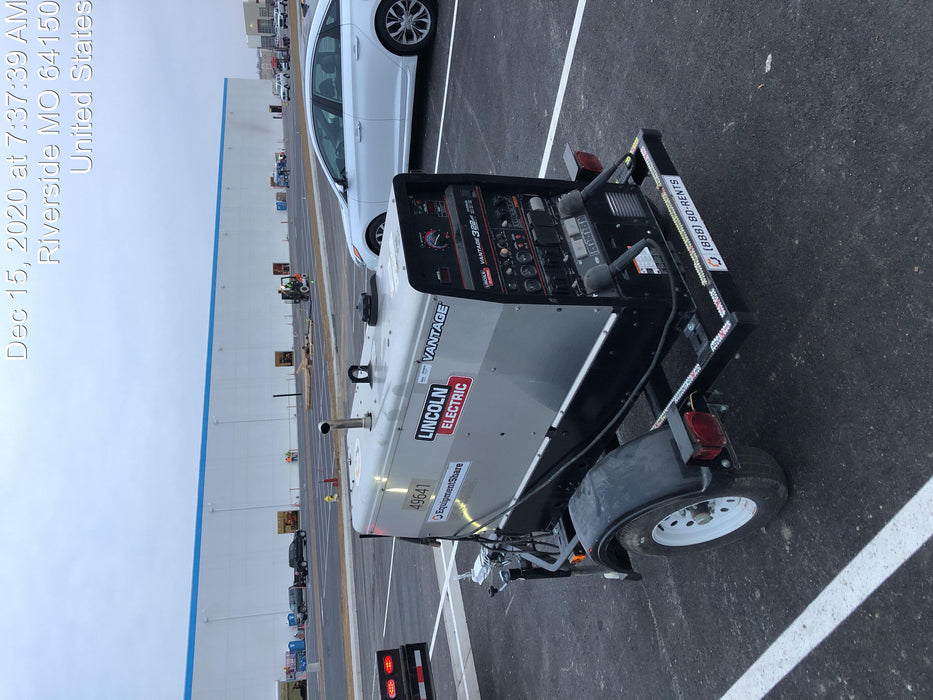 2019 Lincoln Electric Vantage 322 Ready-Pak 3, Two Wheel Trailer, Fender and Light Kit, Cable Rack