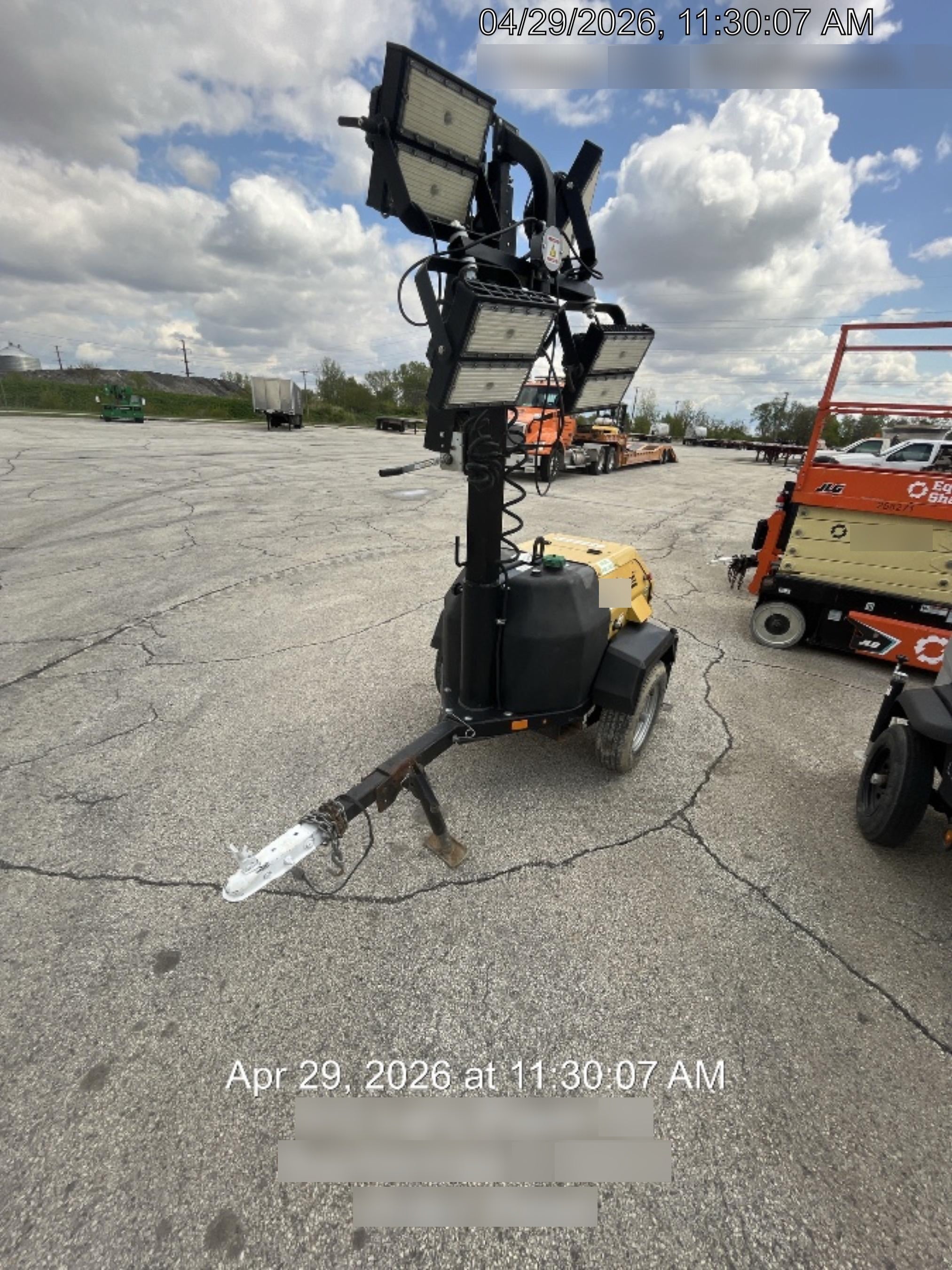 2022 Allmand NLV3GR (4) LED Light Fixture 350W, 23' Vertical Mast, 3kW Prime, Towable, Deep Sea L401, Leveling Jacks, Yanmar T4F 5.8hp