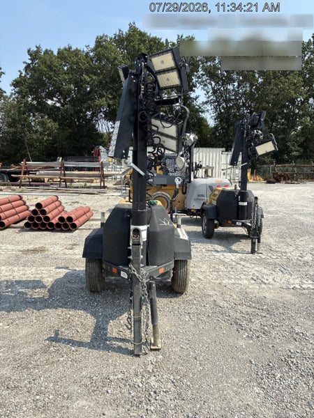 2022 Allmand NLV3GR (4) LED Light Fixture 350W, 23' Vertical Mast, 3kW Prime, Towable, Deep Sea L401, Leveling Jacks, Yanmar T4F 5.8hp