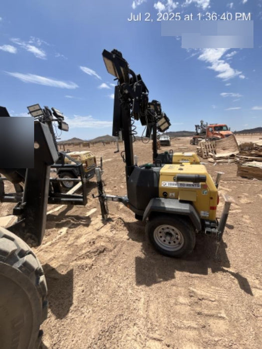 2022 Allmand NLV3GR (4) LED Light Fixture 350W, 23' Vertical Mast, 3kW Prime, Towable, Deep Sea L401, Leveling Jacks, Yanmar T4F 5.8hp