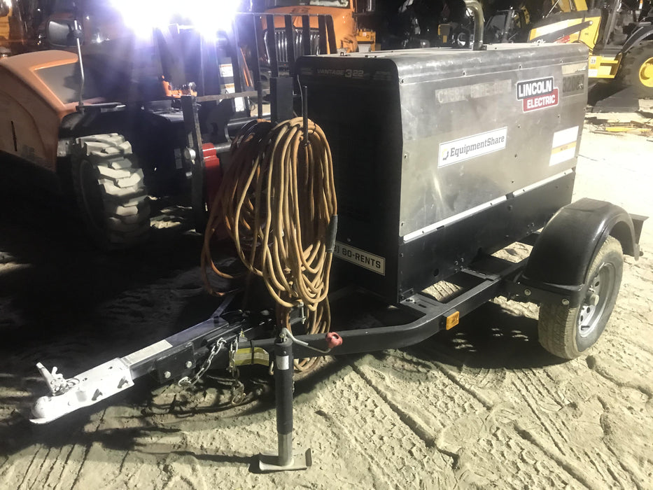 2019 Lincoln Electric Vantage 322 Welder Ready-Pak 3, Two wheel trailer, Fender and Light kit, Cable Rack