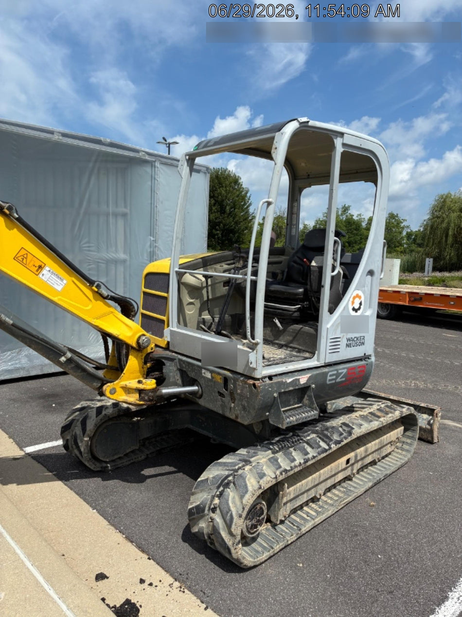 2019 Wacker Neuson EZ53 Open ROPS, Long Dipperstick, T4, VDS Manual QC, Buckets: 12/18/24"
