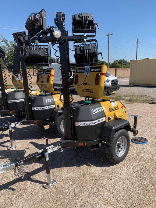 2022 Allmand NLV3GR (4) LED Light Fixture 350W, 23' Vertical Mast, 3kW Prime, Towable, ES Decals, T3