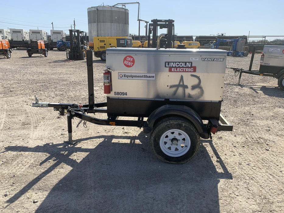 2019 Lincoln Electric Vantage 322 Welder Ready-Pak 3, Two wheel trailer, Fender and Light kit, Cable Rack