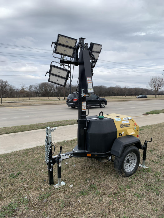 2022 Allmand NLV3GR (4) LED Light Fixture 350W, 23' Vertical Mast, 3kW Prime, Towable, Deep Sea L401, Leveling Jacks, Yanmar T4F 5.8hp