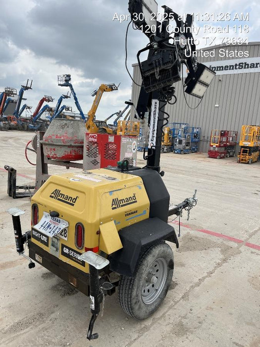 2022 Allmand NLV3GR (4) LED Light Fixture 350W, 23' Vertical Mast, 3kW Prime, Towable, ES Decals, T3