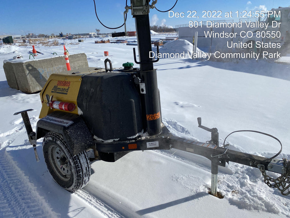 2022 Allmand NLV3GR (4) LED Light Fixture 350W, 23' Vertical Mast, 3kW Prime, Towable, ES Decals, T3