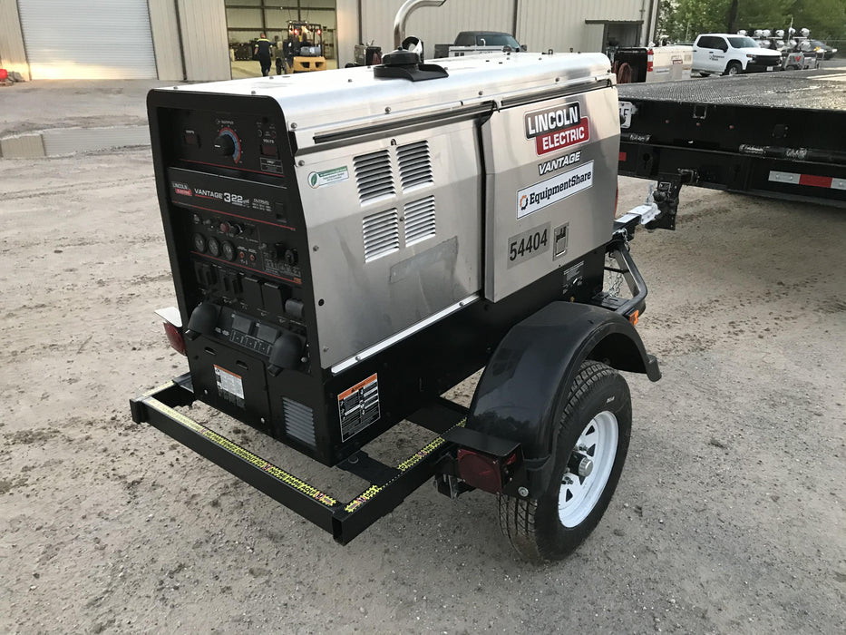 2019 Lincoln Electric Vantage 322 Welder Ready-Pak 3, Two wheel trailer, Fender and Light kit, Cable Rack