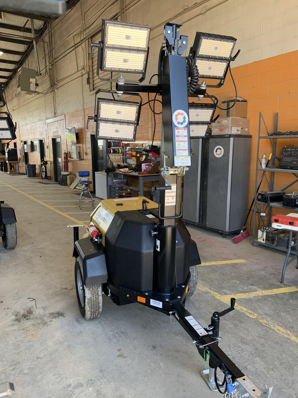 2022 Allmand NLV3GR (4) LED Light Fixture 350W, 23' Vertical Mast, 3kW Prime, Towable, Deep Sea L401, Leveling Jacks, Yanmar T4F 5.8hp
