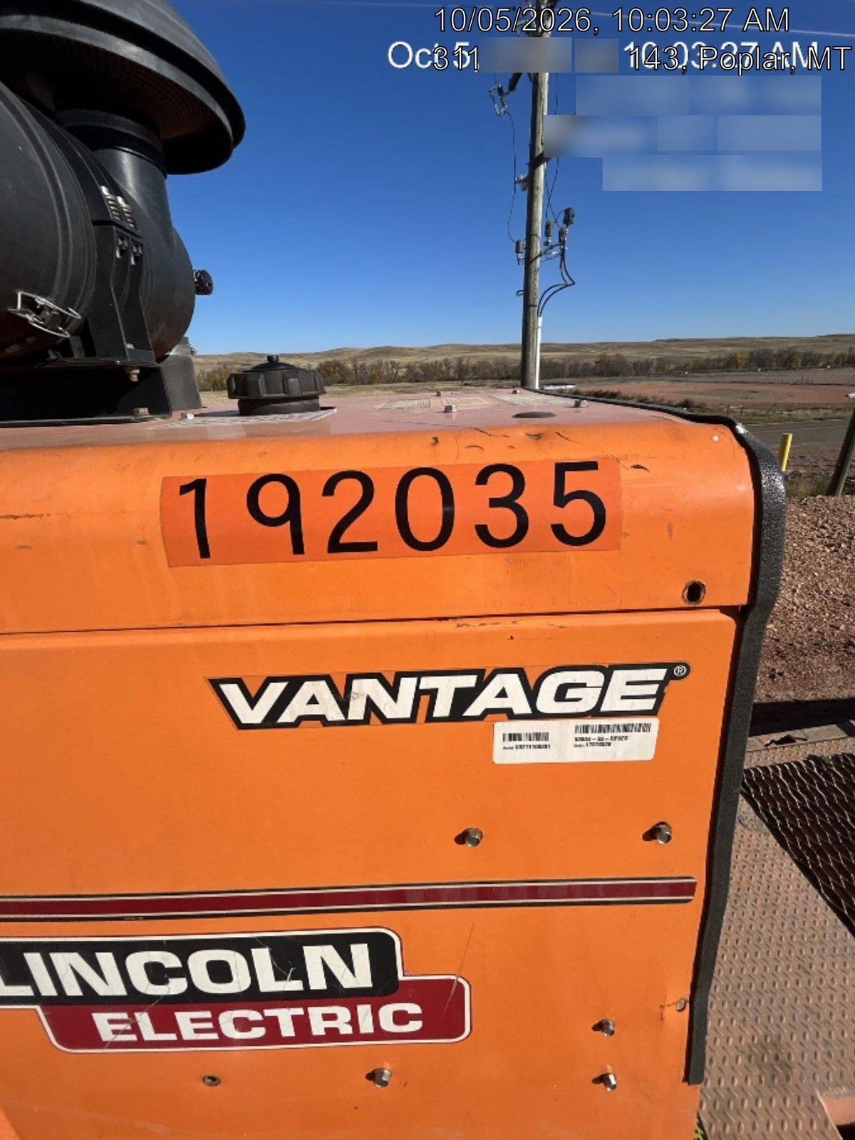 2021 Lincoln Electric Vantage 549X Ready Pak 3, ORANGE (includes trailer, cable rack, fender light kit)