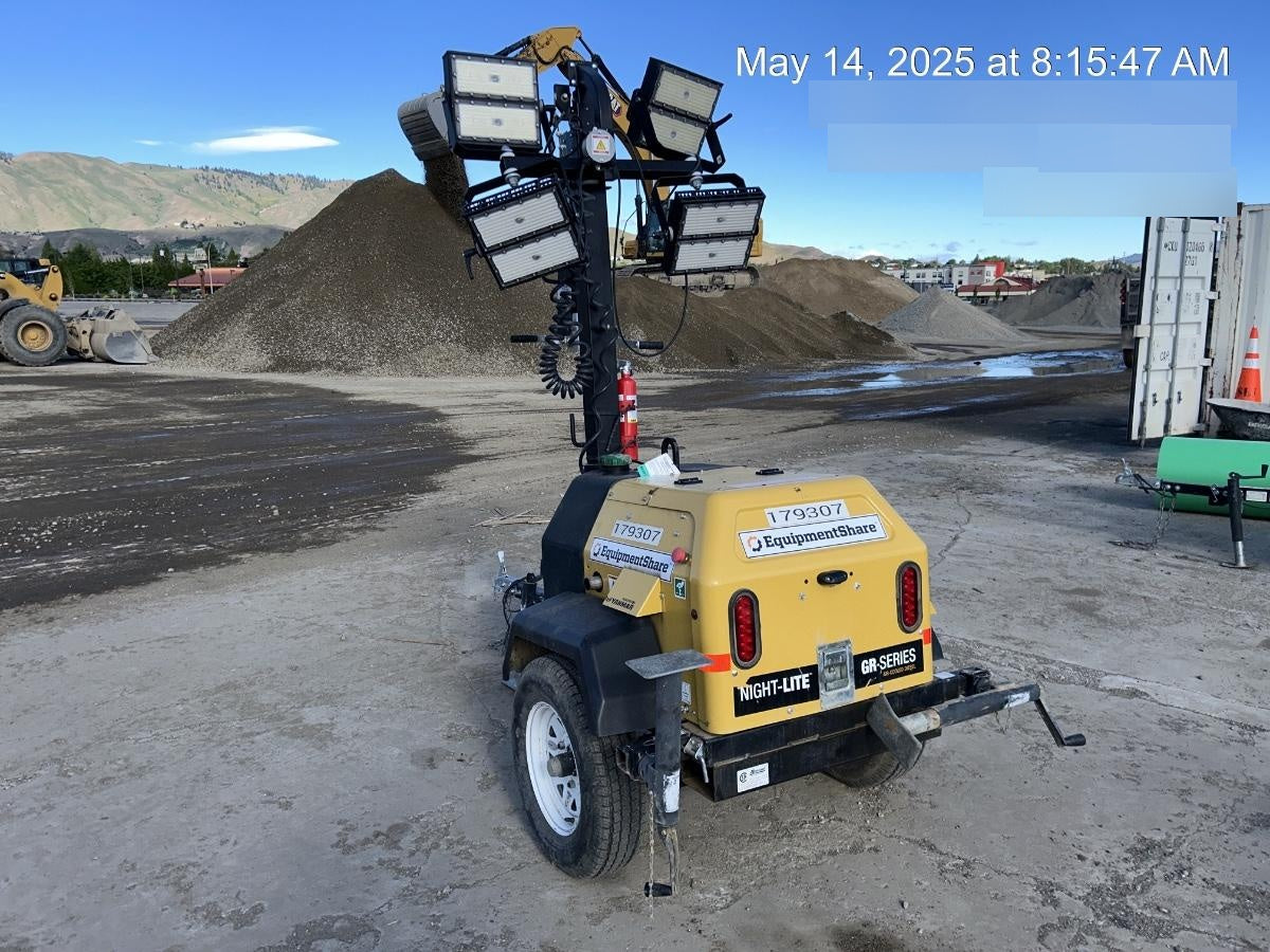 2021 Allmand NLV3GR (4) LED Light Fixture 350W, 23' Vertical Mast, 3kW Prime, Towable, Deep Sea L401, Leveling Jacks, Yanmar T4F 5.8hp