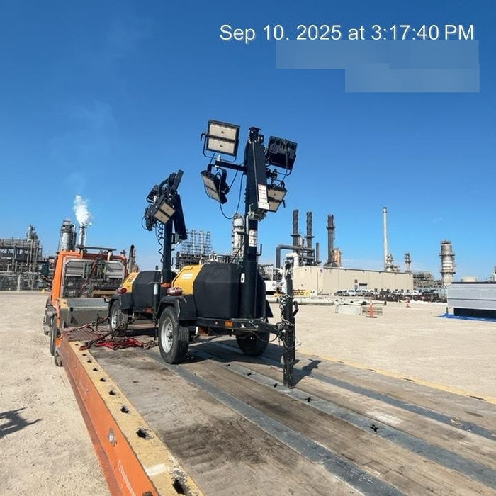 2022 Allmand NLV3GR (4) LED Light Fixture 350W, 23' Vertical Mast, 3kW Prime, Towable, Deep Sea L401, Leveling Jacks, Yanmar T4F 5.8hp