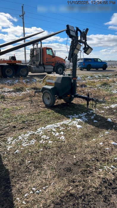 2022 Allmand NLV3GR (4) LED Light Fixture 350W, 23' Vertical Mast, 3kW Prime, Towable, Deep Sea L401, Leveling Jacks, Yanmar T4F 5.8hp