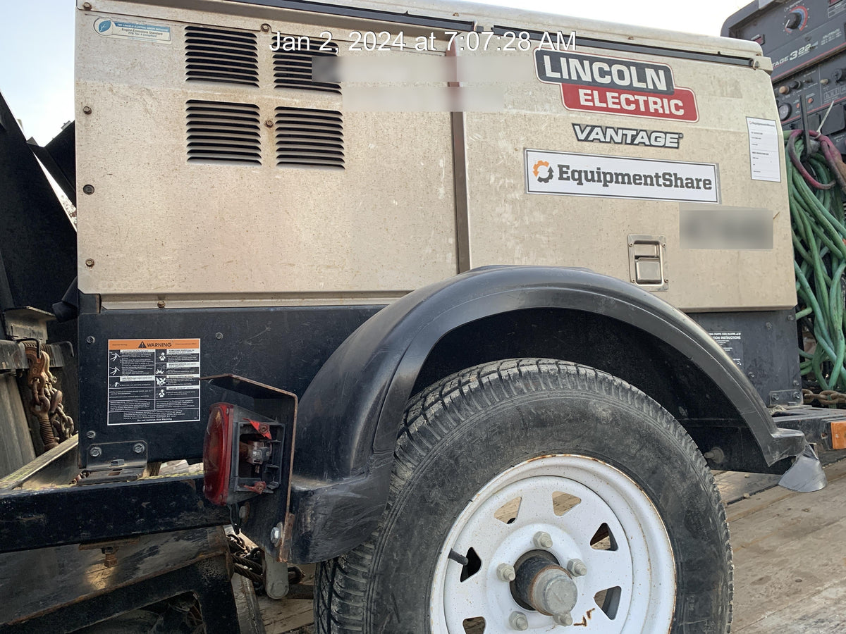 2019 Lincoln Electric Vantage 322 Ready-Pak 3, Two Wheel Trailer, Fender and Light Kit, Cable Rack