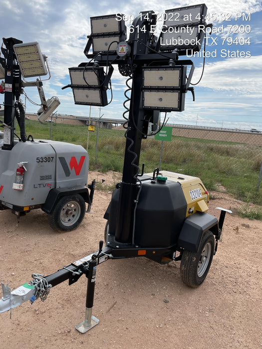 2022 Allmand NLV3GR (4) LED Light Fixture 350W, 23' Vertical Mast, 3kW Prime, Towable, Deep Sea L401, Leveling Jacks, Yanmar T4F 5.8hp