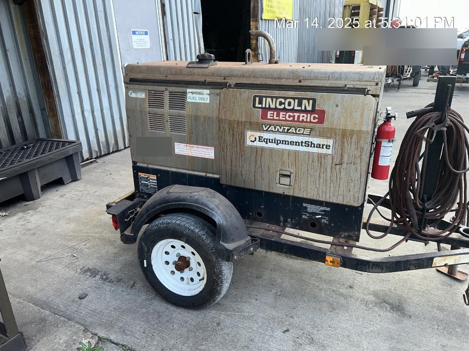 2019 Lincoln Electric Vantage 322 Ready-Pak 3, Two Wheel Trailer, Fender and Light Kit, Cable Rack