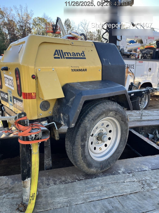 2022 Allmand NLV3GR (4) LED Light Fixture 350W, 23' Vertical Mast, 3kW Prime, Towable, ES Decals, T3