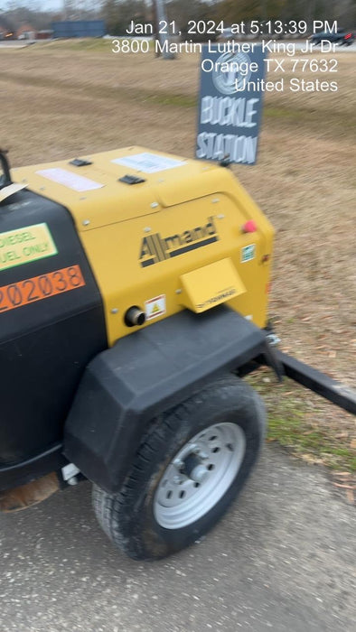 2022 Allmand NLV3GR (4) LED Light Fixture 350W, 23' Vertical Mast, 3kW Prime, Towable, Deep Sea L401, Leveling Jacks, Yanmar T4F 5.8hp