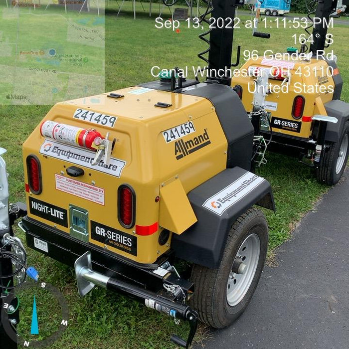 2022 Allmand NLV3GR (4) LED Light Fixture 350W, 23' Vertical Mast, 3kW Prime, Towable, Deep Sea L401, Leveling Jacks, Yanmar T4F 5.8hp