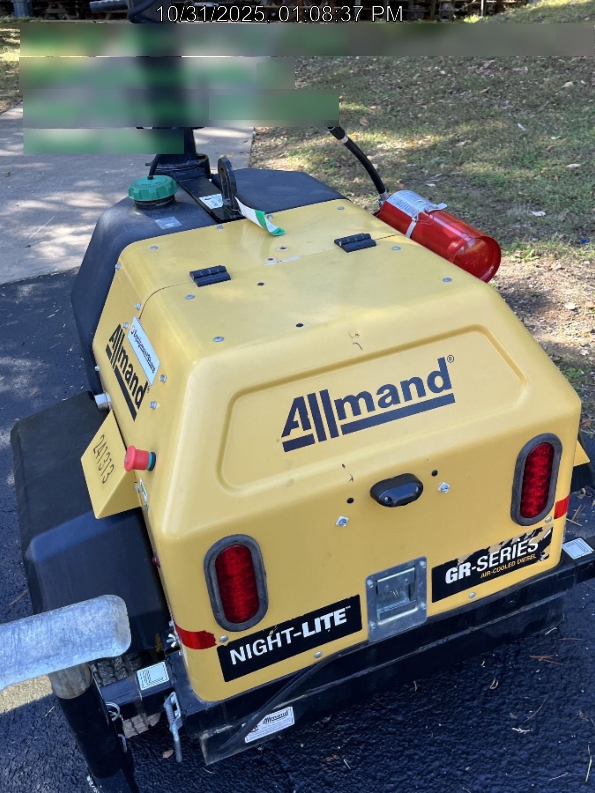 2022 Allmand NLV3GR (4) LED Light Fixture 350W, 23' Vertical Mast, 3kW Prime, Towable, Deep Sea L401, Leveling Jacks, Yanmar T4F 5.8hp