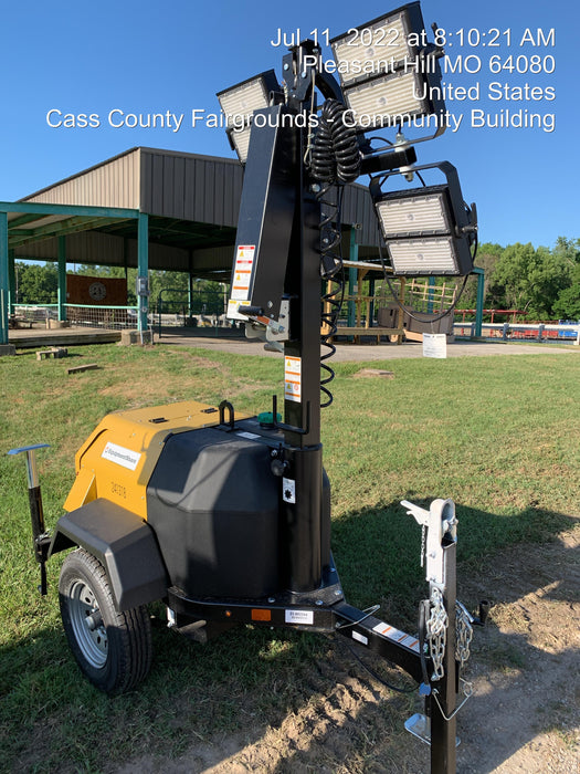 2022 Allmand NLV3GR (4) LED Light Fixture 350W, 23' Vertical Mast, 3kW Prime, Towable, Deep Sea L401, Leveling Jacks, Yanmar T4F 5.8hp