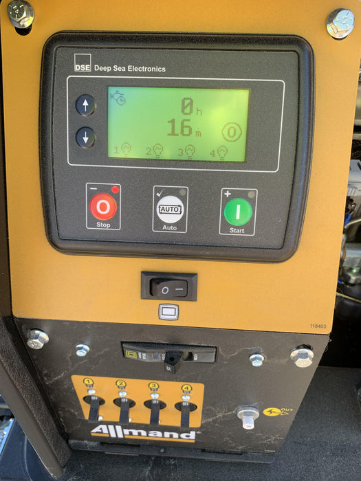 Allmand NLV3GR (4) LED Light Fixture 350W, 23' Vertical Mast, 3kW Prime, Towable, Deep Sea L401, Leveling Jacks, Yanmar T4F 5.8hp