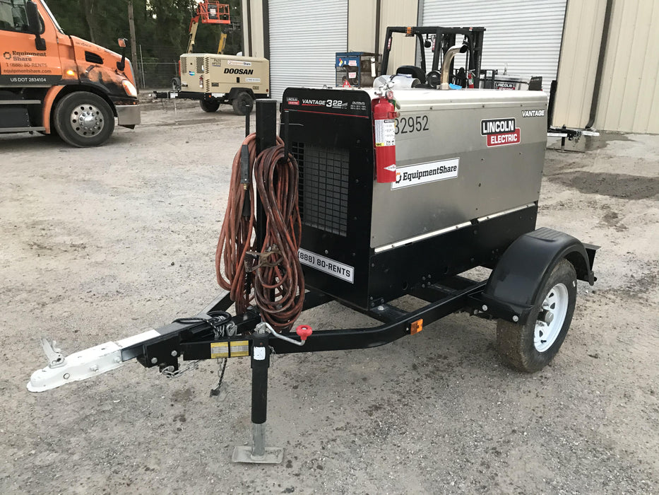 2019 Lincoln Electric Vantage 322 Welder Ready-Pak 3, Two wheel trailer, Fender and Light kit, Cable Rack